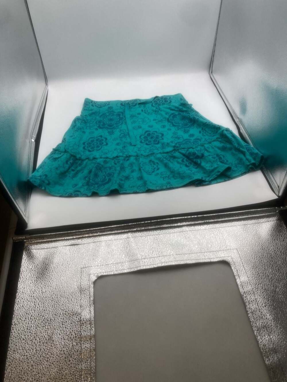 Old Navy Girls Teal Floral Ruffle Skirt Size XL (14)